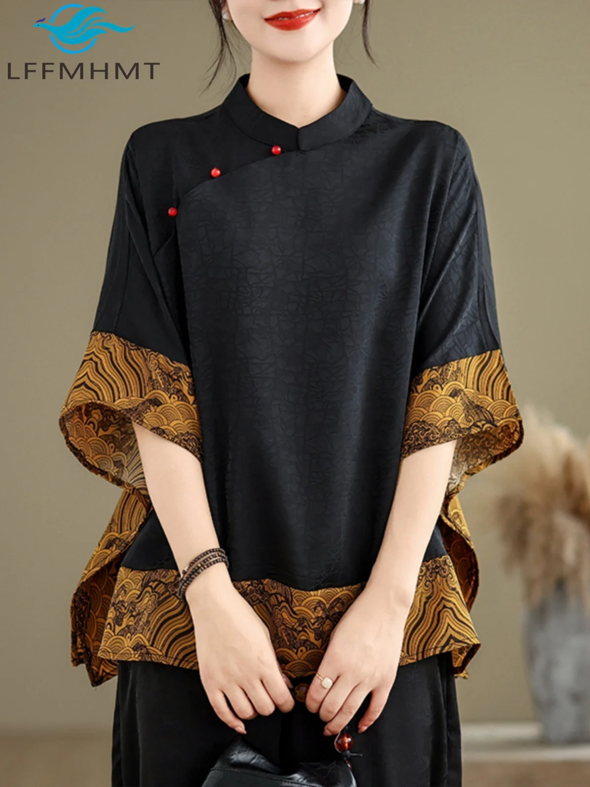 Vintage Fashion Style Female - Mulberry Silk Chinese Style T-shirt for