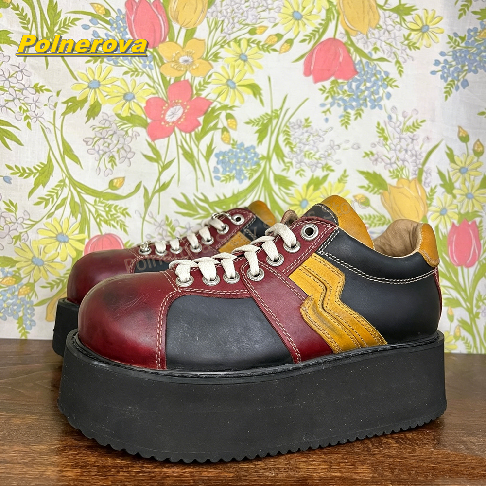 Vintage Y2K - Vintage Color Block Patchwork Platform Sneakers