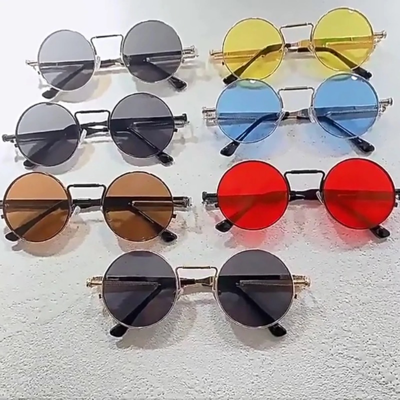 Vintage Fashion Streetwear - Vintage Metal Frame Round Sunglasses Women