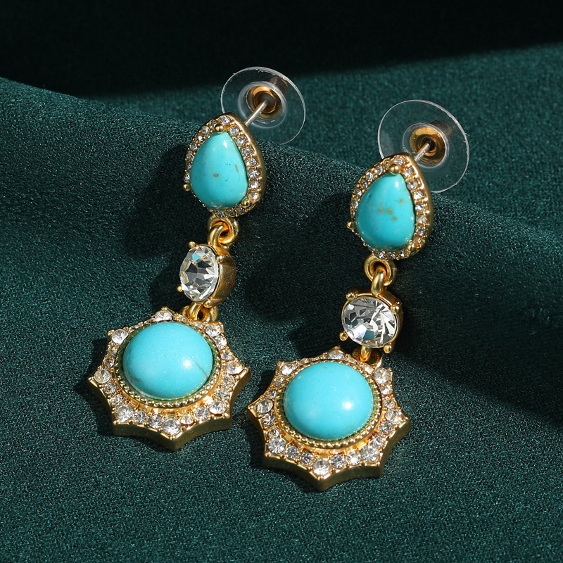 Vintage Fashion Vogue - Turquoise Earrings Vintage Drop Double Layer