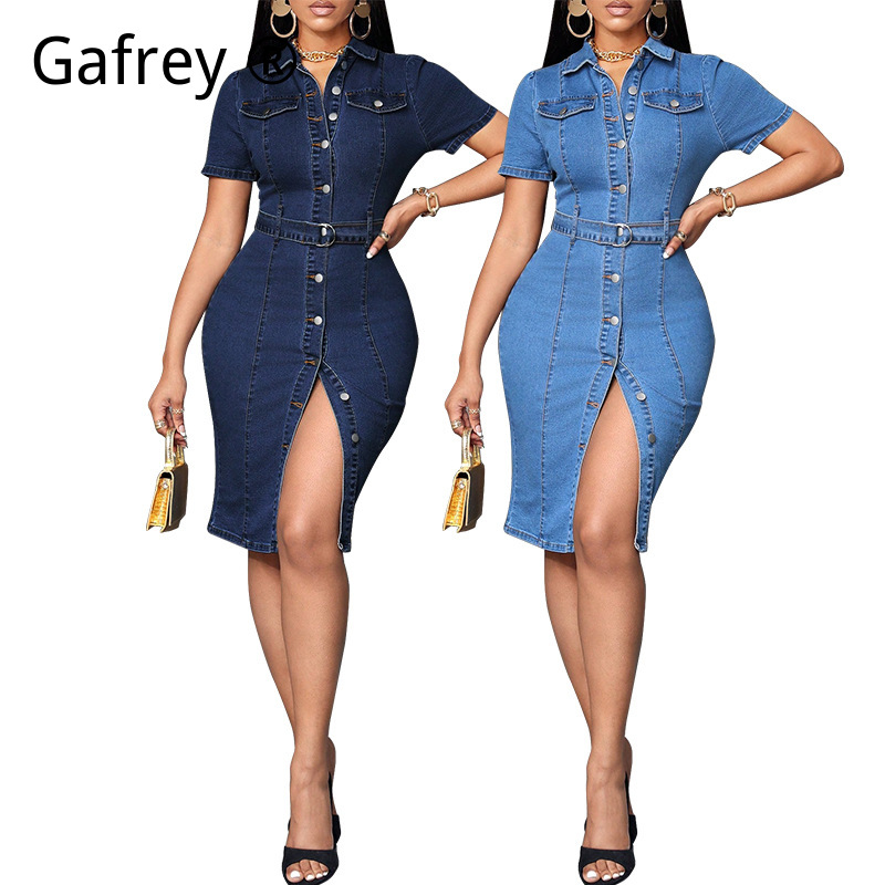 Women Denim Midi Dress Stretch - Vintage Fashion Streetwear ulasan dan harga