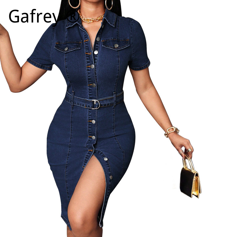 Women Denim Midi Dress Stretch - Vintage Fashion Streetwear ulasan dan harga