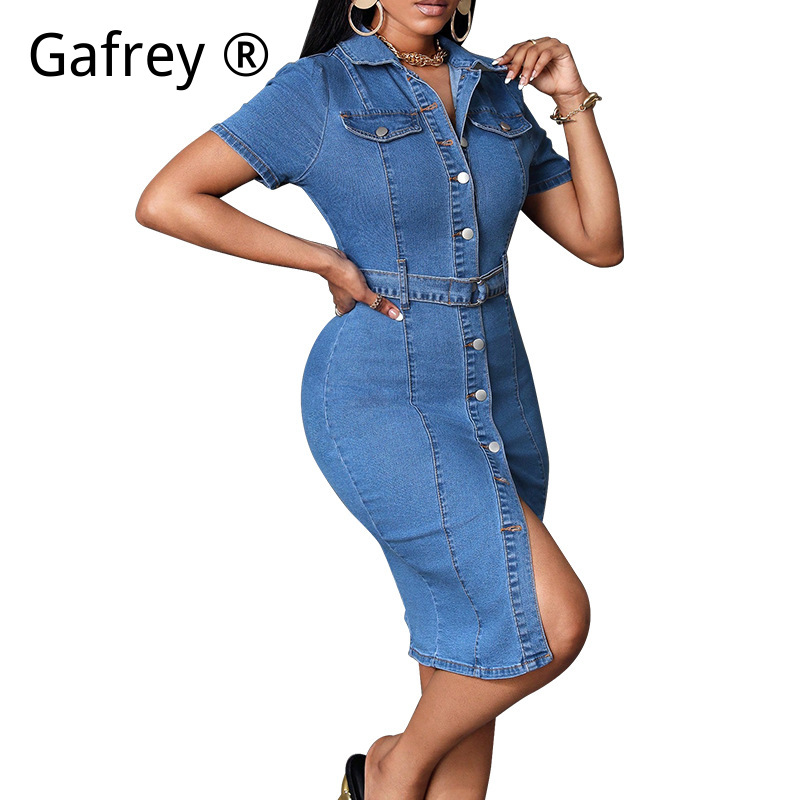 Women Denim Midi Dress Stretch - Vintage Fashion Streetwear ulasan dan harga