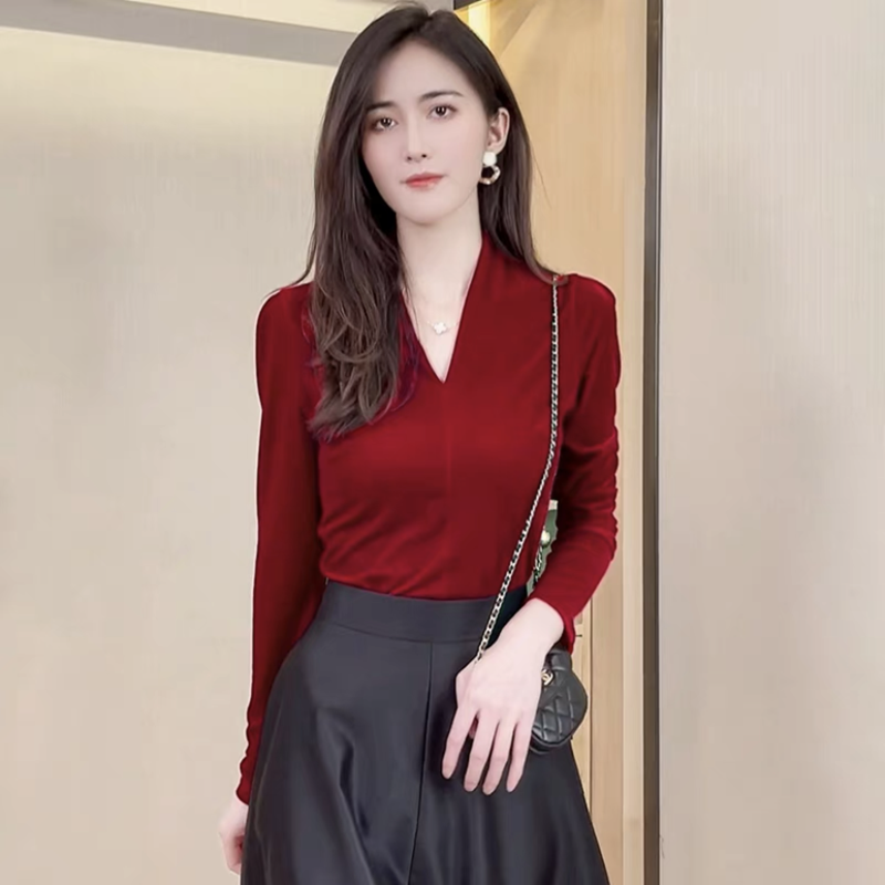 Fashion elegant V-neck long sl - Vintage Fashion Streetwear ulasan dan harga