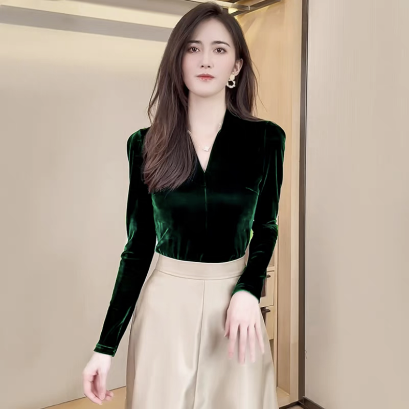 Fashion elegant V-neck long sl - Vintage Fashion Streetwear ulasan dan harga