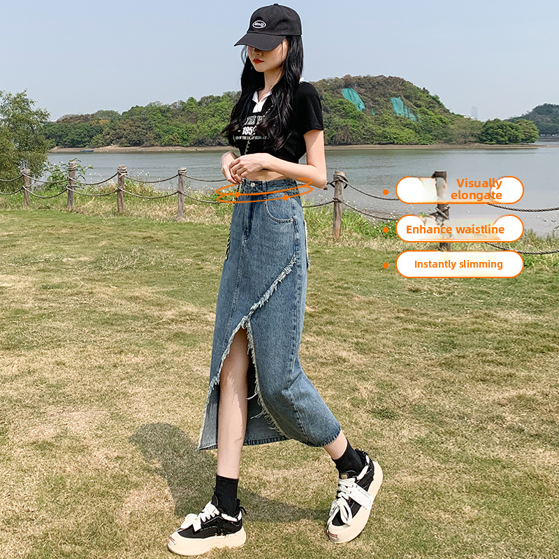 High Waist Asymmetrical Vintag - Denim Skirt Midi Vintage ulasan dan harga