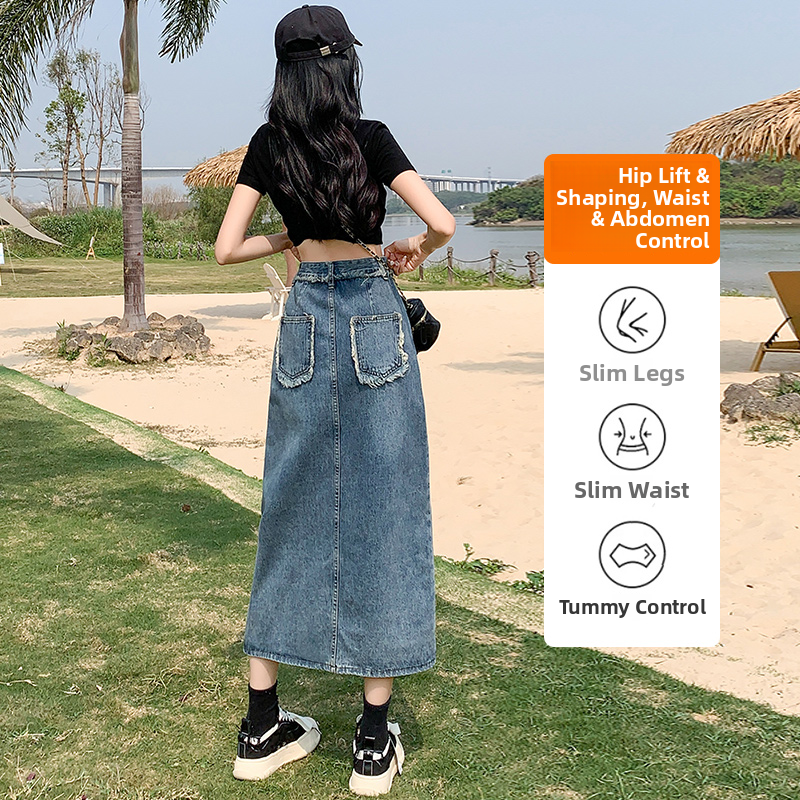 High Waist Asymmetrical Vintag - Denim Skirt Midi Vintage ulasan dan harga