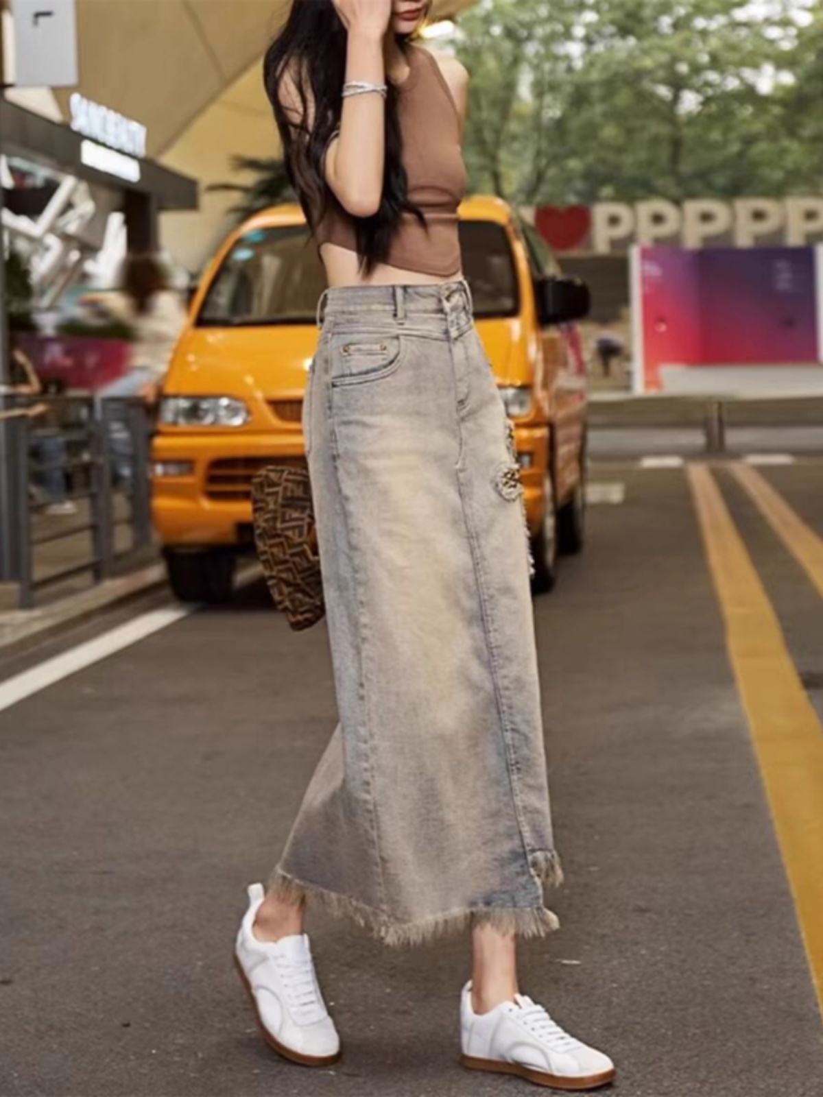 Ladies High Waist Denim Midi S - Denim Skirt Midi Vintage ulasan dan harga